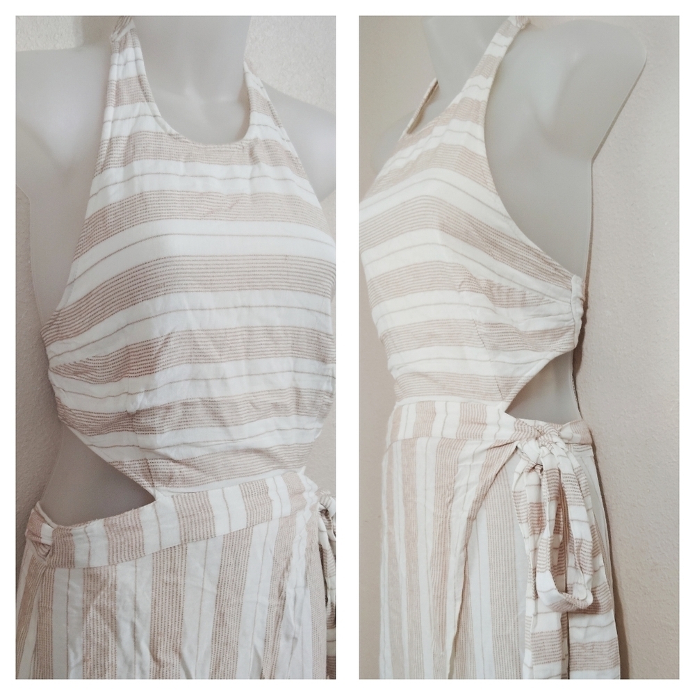 Free People Striped Halter Wrap Maxi Dress Size Small - Picture 4 of 10